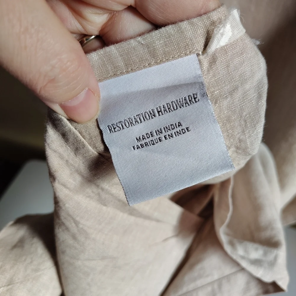 Restoration Hardware Beige 100% Linen Standard 24